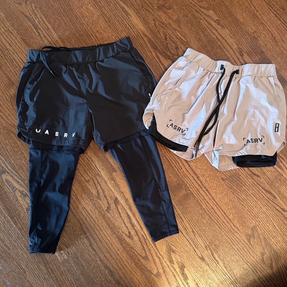 ASRV Women's Athletic Shorts Set — Black and Light Gray